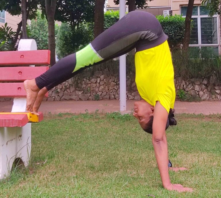 Yogi Chandrakant - Viparita Karani Asana ( Inverted pose or elbow stand )  Benefits : As you lift your lower part up in this yoga pose, you work with  your abdominal organs
